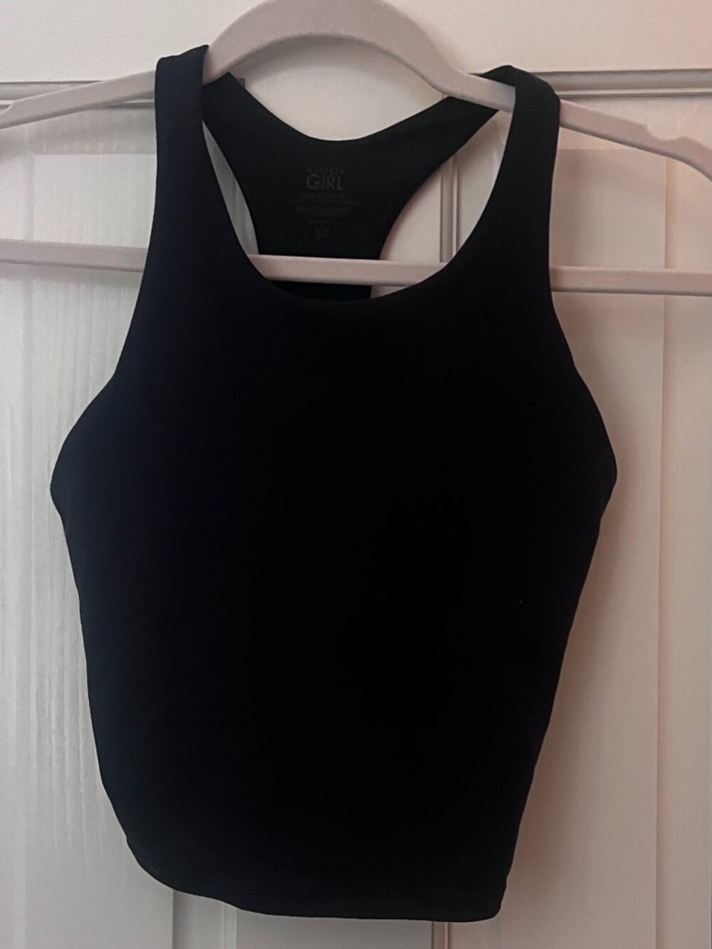 Athleta Girl Long Distance Racerback Crop Tank Top Size 12/L Black